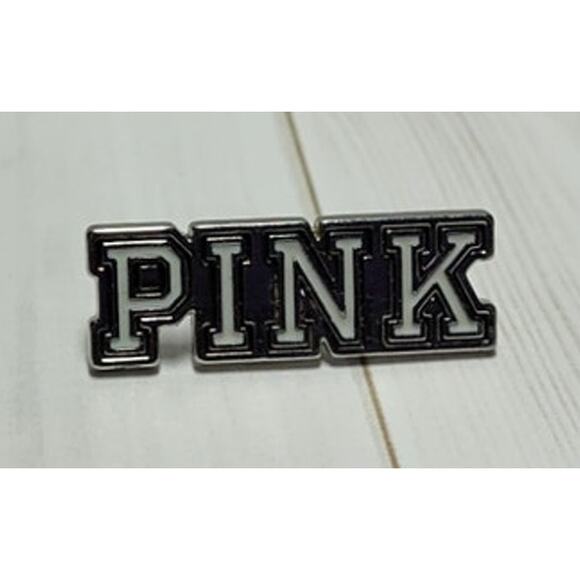 Victoria's Secret Pink Logo Silver Tone Hat, Lapel Pin - Picture 1 of 3